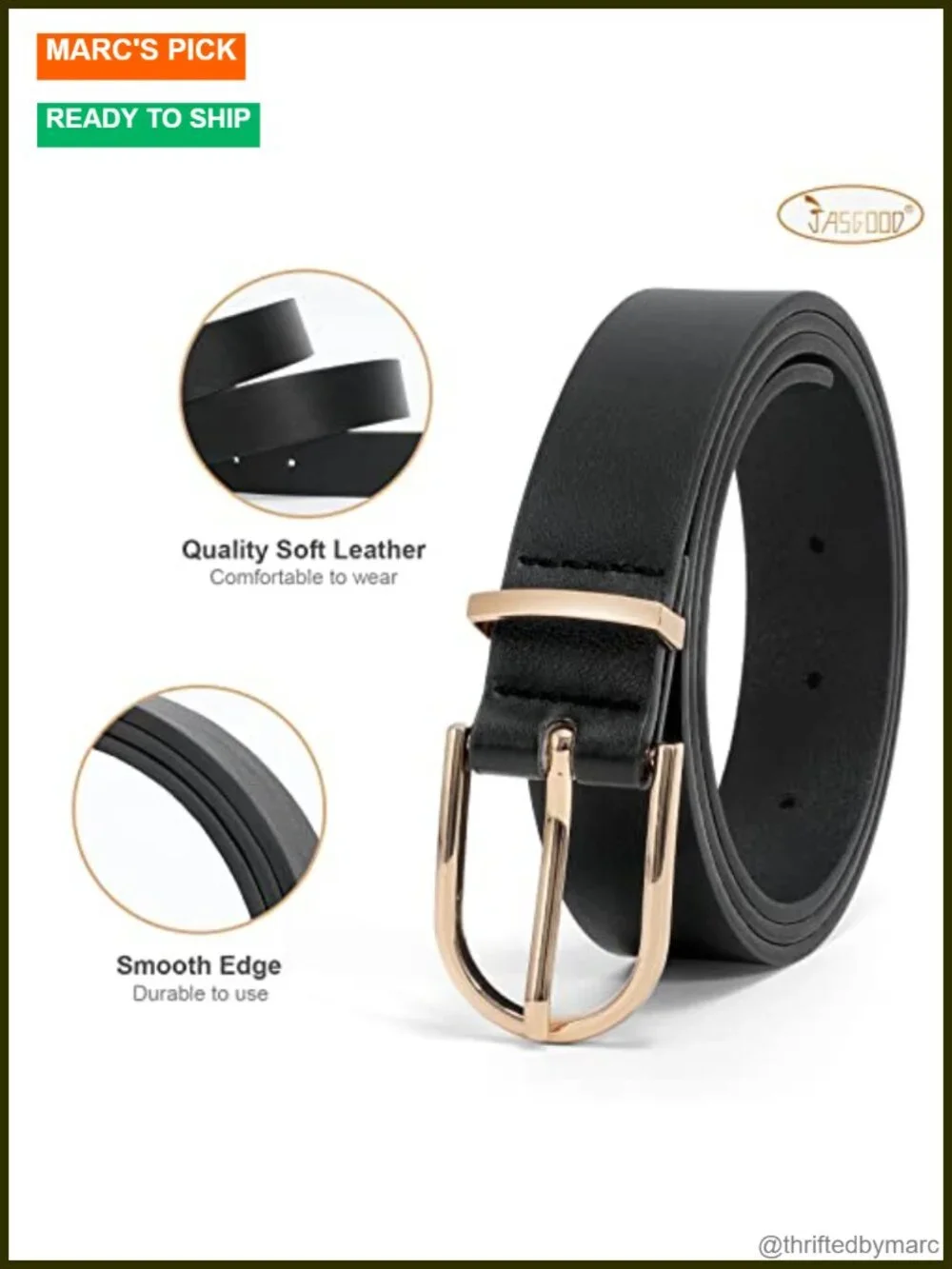 Women's Faux Leather Belt with Gold Buckle